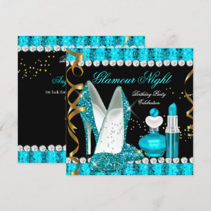 Invitation Sarcelle Aqua Nuit Glamour Or Noir