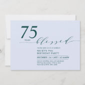Invitation Sarcelle & Bleu | 75 Ans Aimé Fête d'anniversaire  (Devant)