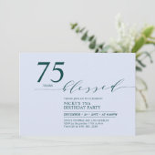 Invitation Sarcelle & Bleu | 75 Ans Aimé Fête d'anniversaire  (Debout devant)