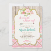 Invitation Sarcelle d'hiver rose d'or de baby shower (Devant)