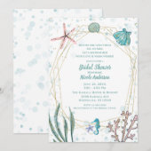 Invitation Sarcelle et Rose sous l'Océan Réception de Mariage (Devant / Derrière)