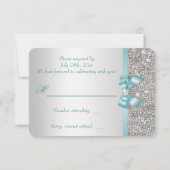 Invitation Sarcelle Faux noeud papillon Sequins argent Diaman (Dos)
