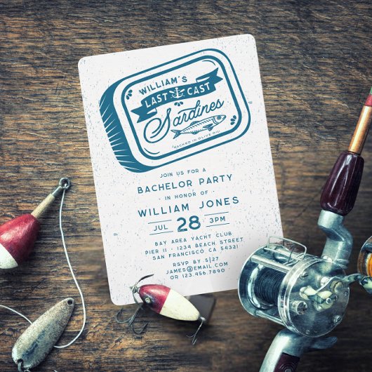 Invitation Sardine Pêche Bachelor Party Vintage Nautique