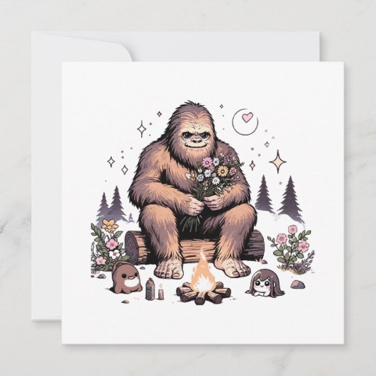 Invitation Sasquatch Holding Flowers (Devant)