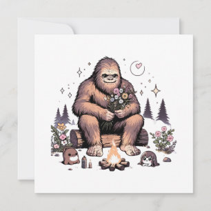 Invitation Sasquatch tenant des fleurs