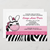 Invitation Sassy Pink Zebra Stripe Diva Baby shower 5x7 Invit (Devant / Derrière)
