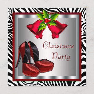 Invitation Sassy Red High Heel Chaussures Zebra Christmas Par