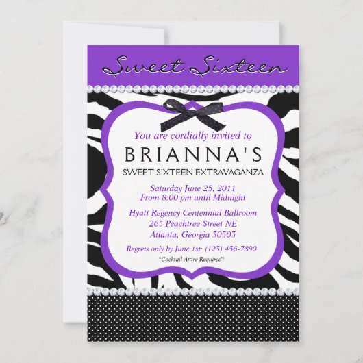 Invitation Sassy Sixteen (Devant)