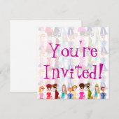 Invitation Sassy Sixties Enfants amusant Retro Illustration (Devant / Derrière)