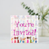 Invitation Sassy Sixties Enfants amusant Retro Illustration (Debout devant)