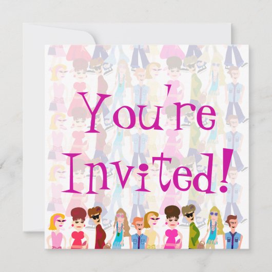 Invitation Sassy Sixties Enfants amusant Retro Illustration (Devant)