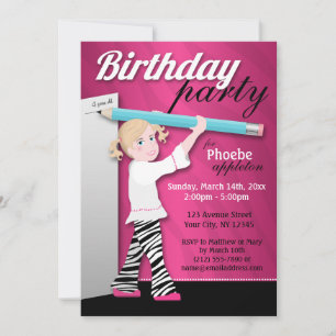 Invitation Sassy Zebra Print Girl Anniversaire Fête Invitatio