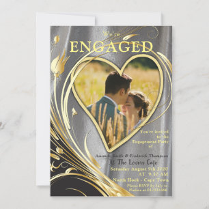 Invitation Satin argenté et fleur or splendeur