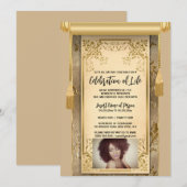 Invitation Satin beige moderne tassels sepia photo (Devant / Derrière)