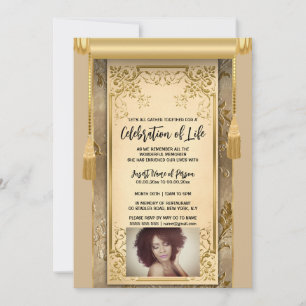 Invitation Satin beige moderne tassels sepia photo