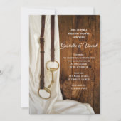 Invitation Satin blanc et cheval Bit Wedding shower occidenta (Devant)