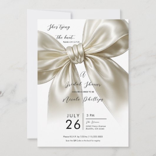 Invitation Satin Bow Attache La Fête des mariées Knot Posh (Devant)