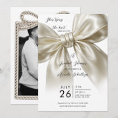 Invitation Satin Bow Attache La Fête des mariées Knot Posh (Devant / Derrière)