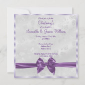 Invitation Satin Bow Photo jumeau Fille's Christening (Dos)