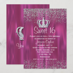 Invitation Satin et Parties scintillant Look Sweet 16 Invitat