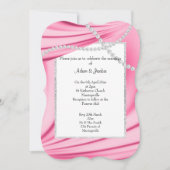 INVITATION SATIN ROSE, DIAMONDES & PEARLS ÉLÉGANT MARIAGE 2 (Devant)