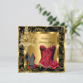 Invitation Satin Rouge Fabuleux Talons Lustre Corset Rose Den (Debout devant)