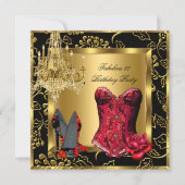 Invitation Satin Rouge Fabuleux Talons Lustre Corset Rose Den (Devant)