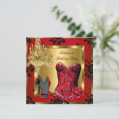 Invitation Satin Rouge Fabuleux Talons Lustre Corset Rose Den (Debout devant)