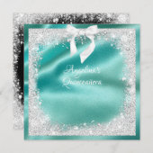 Invitation Satin Turquoise Élégant, Parties scintillant Silv, (Devant / Derrière)