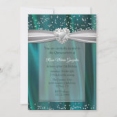 Invitation Satin turquoise et diamants Quinceañera (Devant)