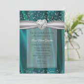 Invitation Satin turquoise et diamants Quinceañera (Debout devant)