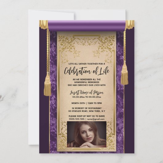 Invitation Satin violet moderne tassels sepia photo (Devant)