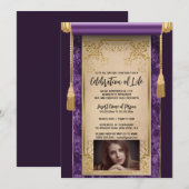 Invitation Satin violet moderne tassels sepia photo (Devant / Derrière)