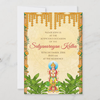Invitation Satyanarayan pour la cérémonie indienne