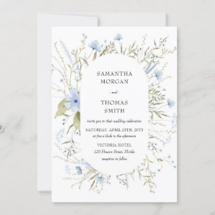 Invitation Sauge bleu poussiéreux Fleur sauvage de printemps