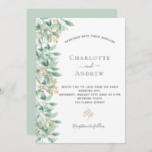 Invitation Sauge botanique vert mariage or vert (Devant / Derrière)