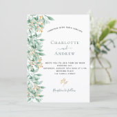 Invitation Sauge botanique vert mariage or vert (Debout devant)