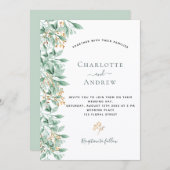 Invitation Sauge botanique vert mariage or vert (Devant / Derrière)