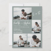 Invitation Sauge moderne vert décontracté initiales 5 photos  (Devant)