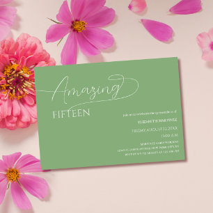 Invitation sauge vert classique minima unique quinceañera