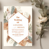 Invitation sauge vert pampas herbe mariage