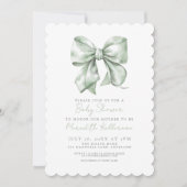 Invitation Sauge Verte Baby Shower avec un Simple Nœud (Devant)