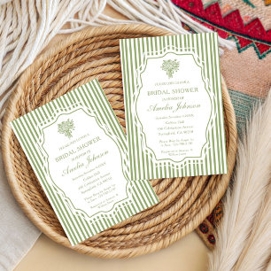 Invitation Sauge Verte Rayure Bohème Floral Baby Shower de Ma