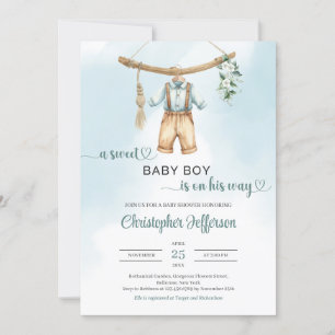 Invitation Sauge vintage vert eucalyptus garçon vêtements béb