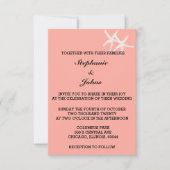 Invitation Saumon blanc Starfish Mariage couleur orange perso (Devant)