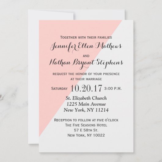 Invitation Saumon clair rose et gris deux tons (Devant)