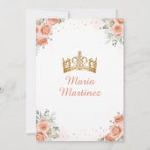 Invitation Saumon Peach Princesse Floral Gold Quinceañera (Dos)