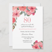 Invitation Saumon Pink & Peach Tropical 80e anniversaire Invi (Devant)
