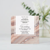 Invitation *~* Saumon QR Peach SILVER AGATE RSVP AR66 Mariage (Debout devant)