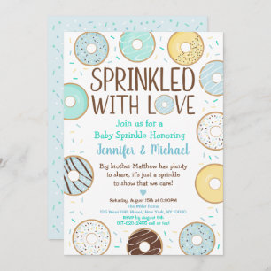 Invitation Saupoudré d'Amour Bleu Donut Bébé Sprinkle